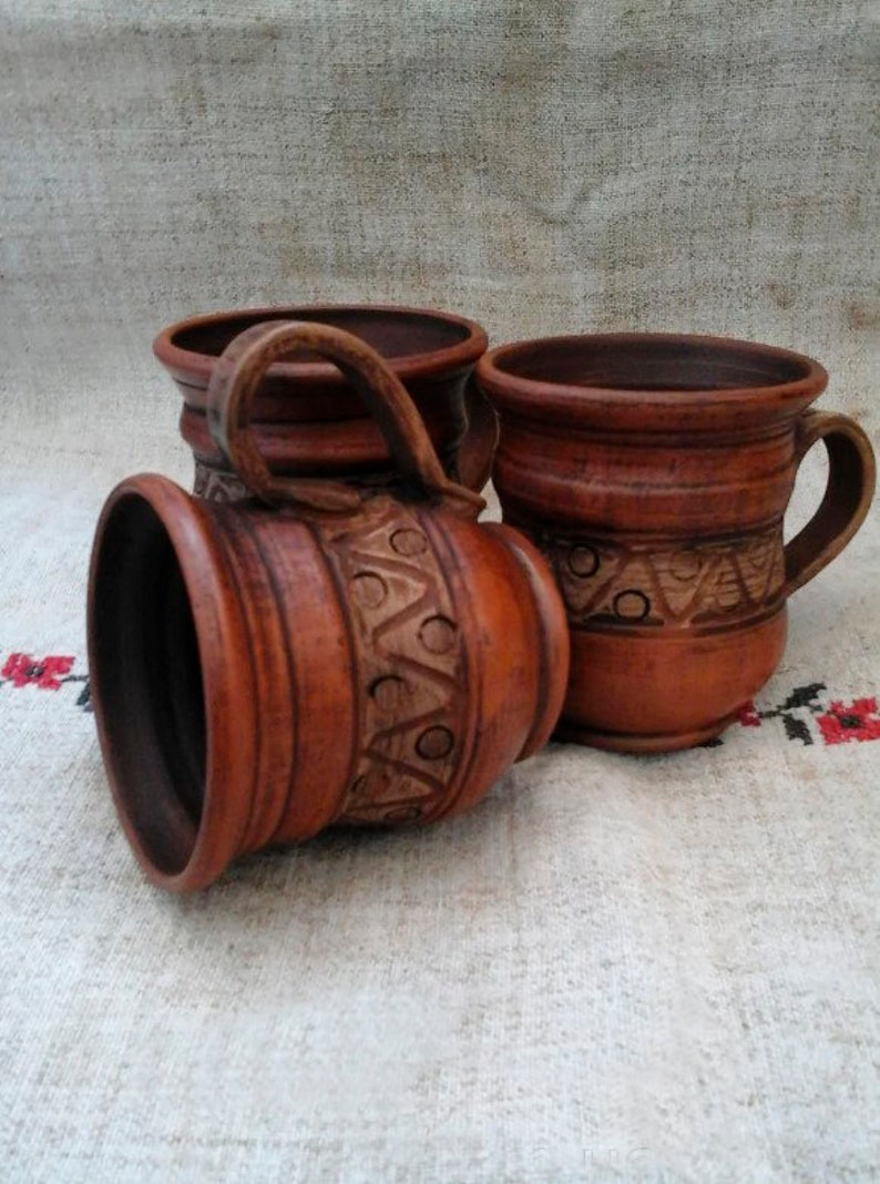 Rustic mug, Ukraine, Pottery Mug 16 fl.oz, Terracotta Rustic Mug/Cup, Clay Mug Folk Art, Pottery Workshop, Gifts Ideas image 3