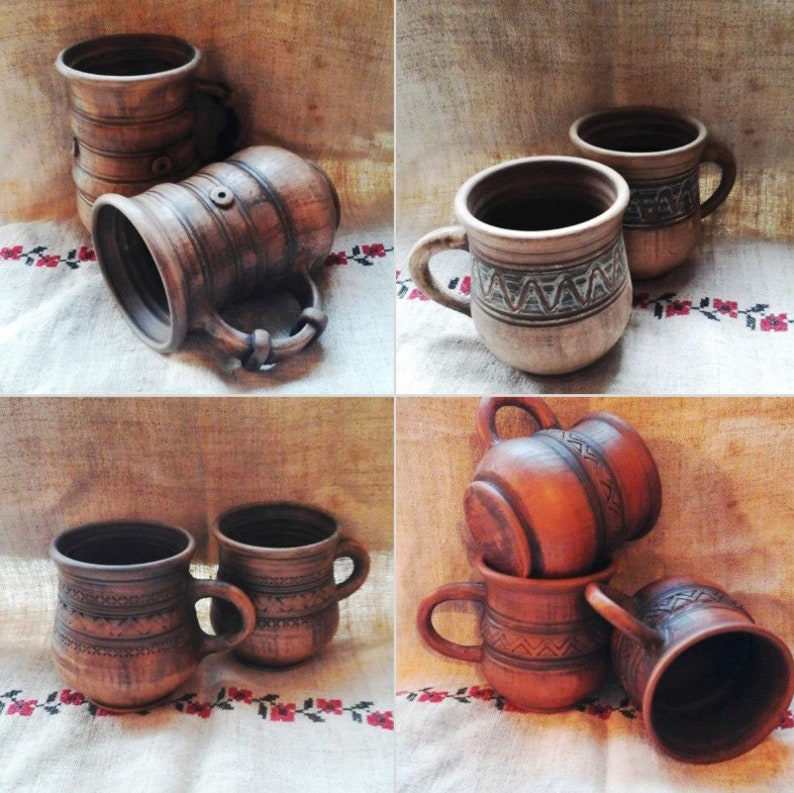 Pottery Rustic Coffee Mugs Handmade Rustic Terracotta Mugs Etsy