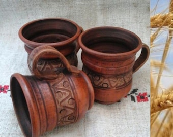 Rustic mug, Ukraine, Pottery Mug 16 fl.oz, Terracotta Rustic Mug/Cup, Clay Mug Folk Art, Pottery  Workshop, Gifts Ideas