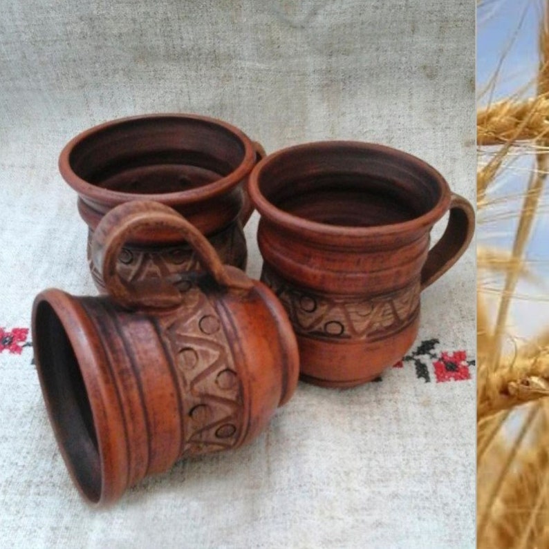 Rustic mug, Ukraine, Pottery Mug 16 fl.oz, Terracotta Rustic Mug/Cup, Clay Mug Folk Art, Pottery Workshop, Gifts Ideas image 1