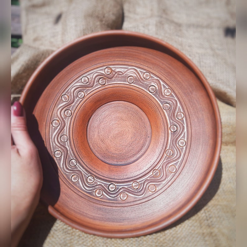 Rustic ECO Pottery Plate Tray Serving Bowl Ceramics Plates Etsy