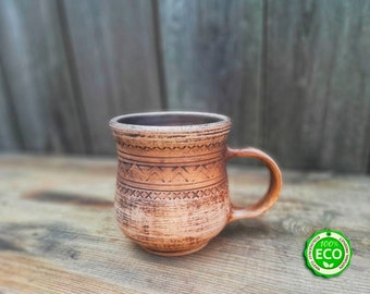 Modern Rustic Pottery Mug 250 ml( 16 fl.oz) Country Rustic Mugs, Stoneware Pottery Mugs, Handmade Pottery Mug, Ceramics Terracotta Tea Cups