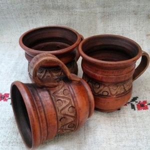 Rustic mug, Ukraine, Pottery Mug 16 fl.oz, Terracotta Rustic Mug/Cup, Clay Mug Folk Art, Pottery Workshop, Gifts Ideas image 2