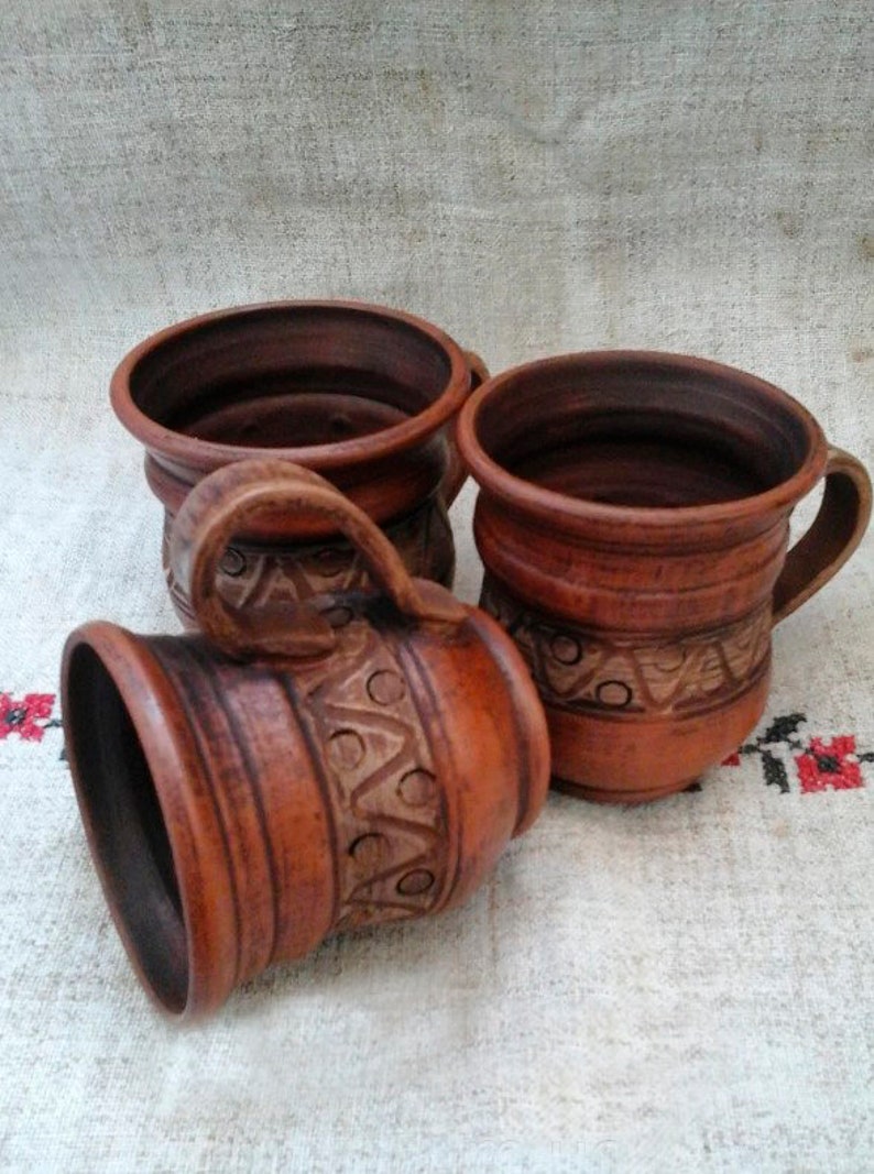 Rustic mug, Ukraine, Pottery Mug 16 fl.oz, Terracotta Rustic Mug/Cup, Clay Mug Folk Art, Pottery Workshop, Gifts Ideas image 2