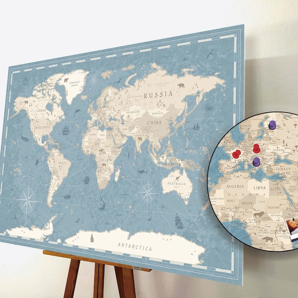 World Map Cork Board Etsy UK