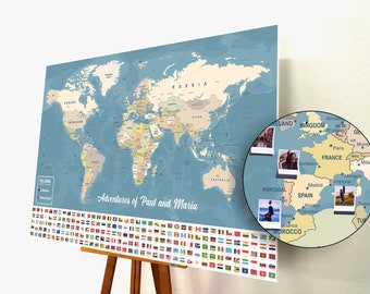 World Map Push Pin, Push Pin Map, World Map Pin board, Cork World Map , Weltkarte, Personalized Gift, Detailed Orginal Design.