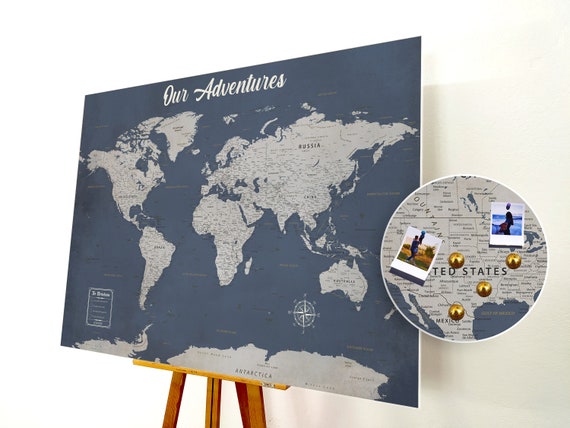  Personalized World Map Pin Board, Modern Wall Art