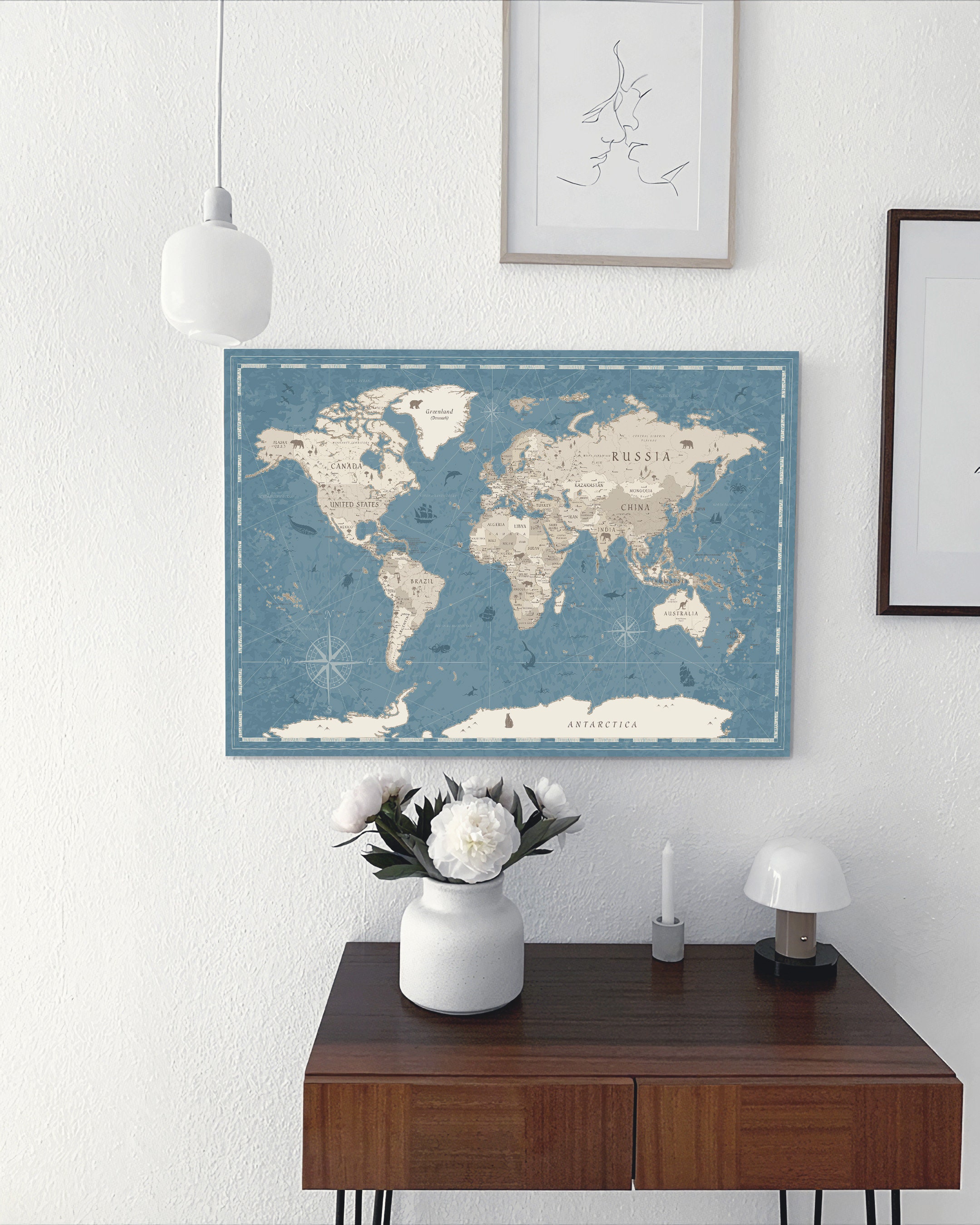 Tableau en liège - painted world [cork map]-90x60 A1-Pinnwand187 - Conforama