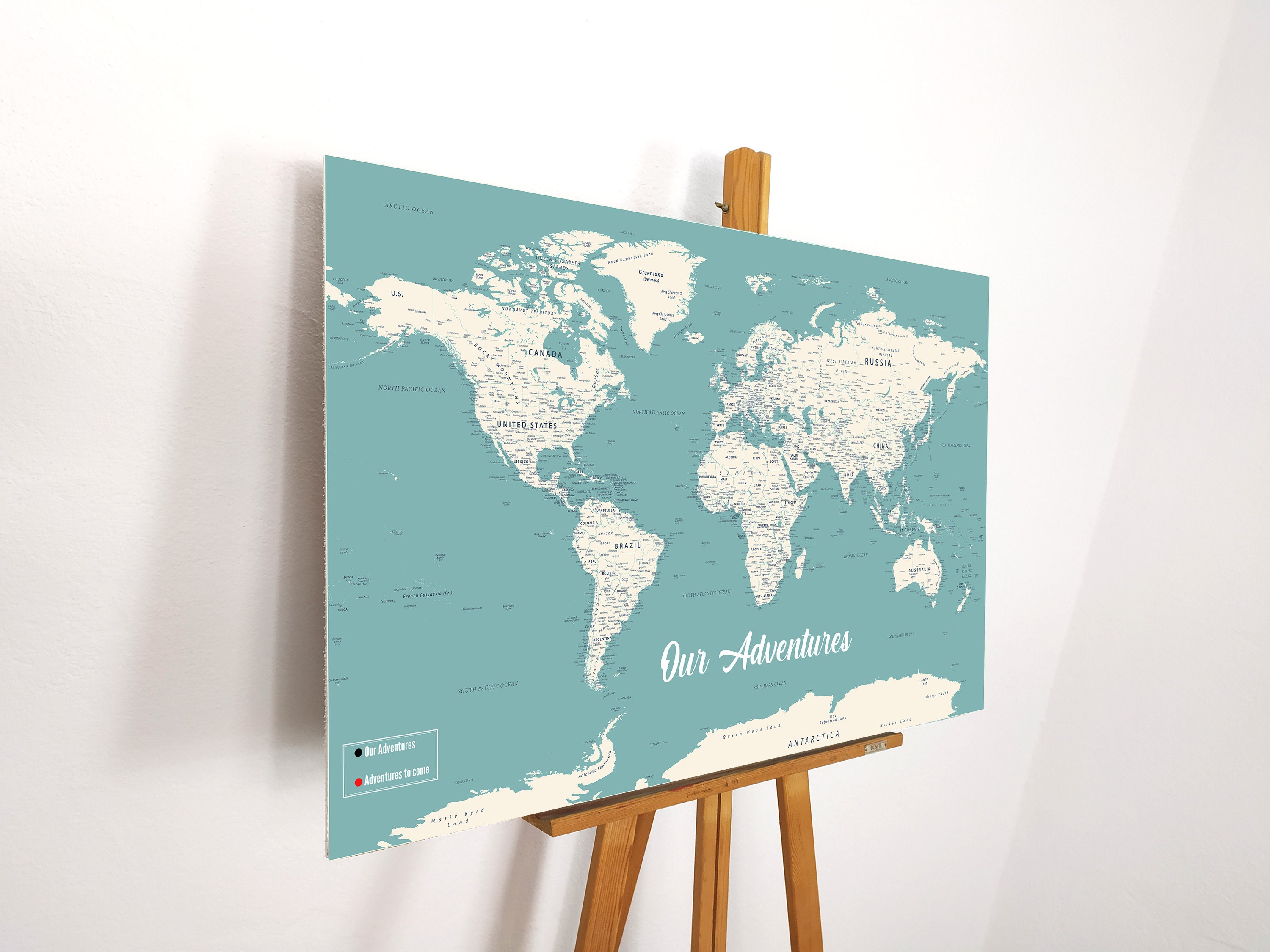 World Map Push Pin, Push Pin Map, World Map Pin Board, Cork World Map ,  Weltkarte, Personalized Gift, Detailed Names, Highly Detailed 