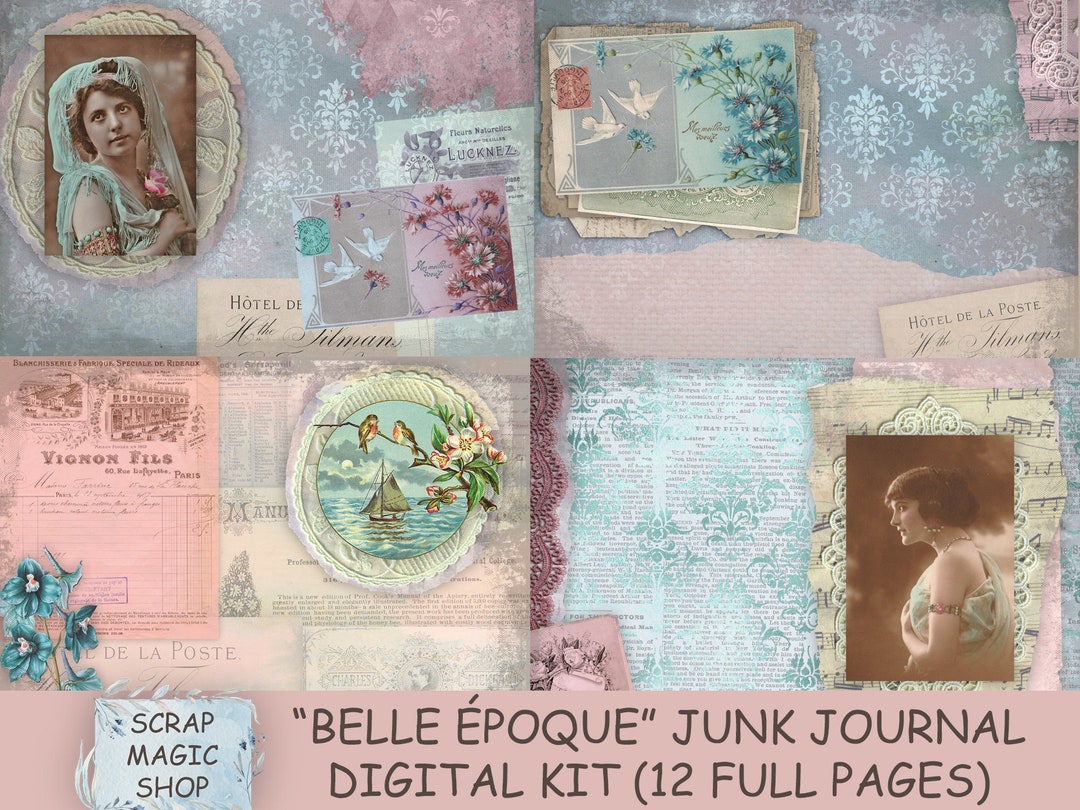 Shabby Junk Journal, Digital Kit, Printable Collage Sheets, Victorian ...