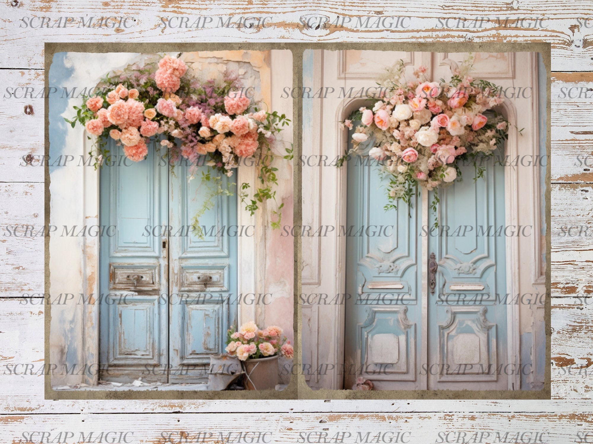 Shabby Doors Junk Journal, Digital Kit, Blue, Instant Download ...