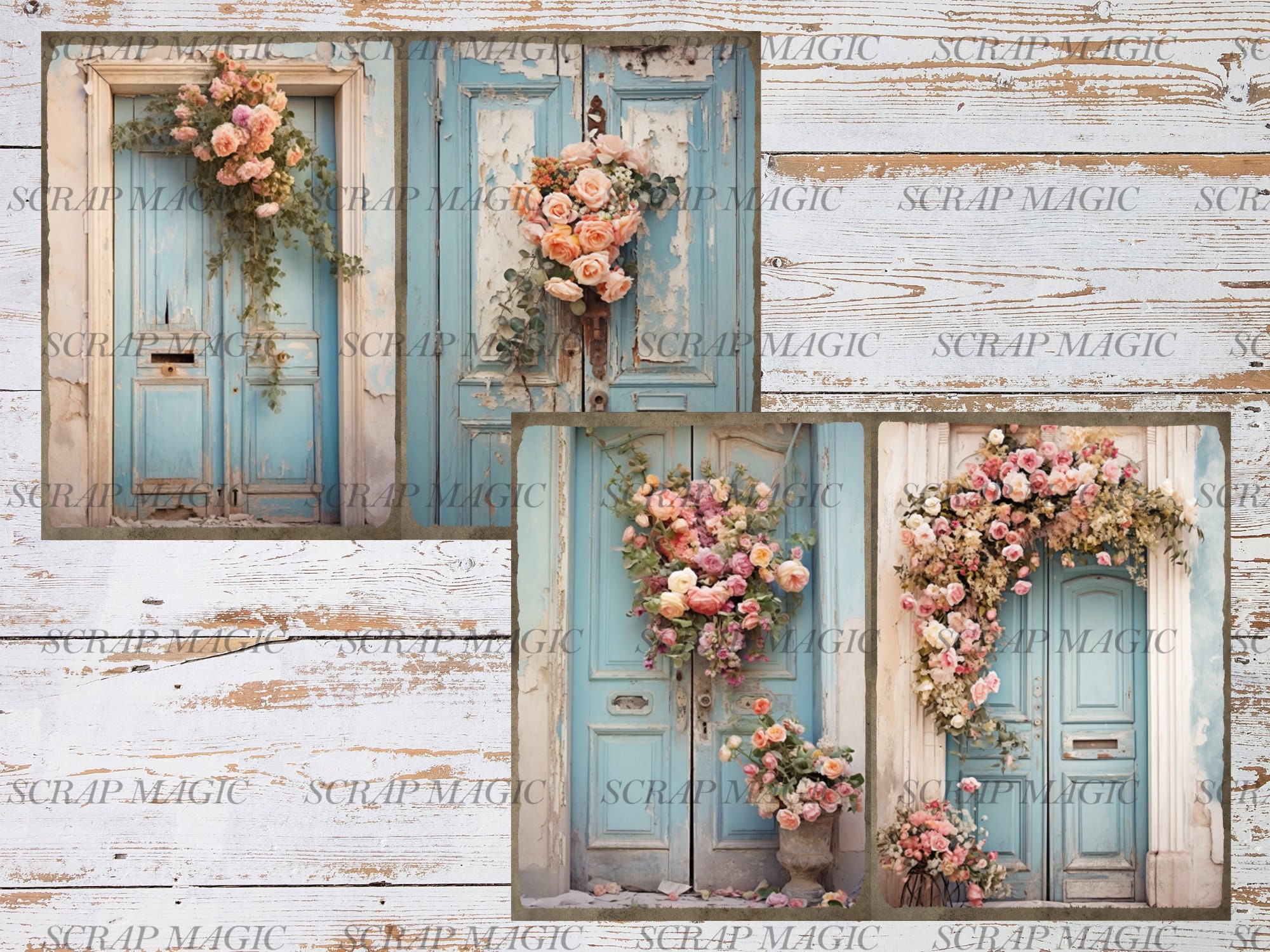 Shabby Doors Junk Journal, Digital Kit, Blue, Instant Download ...