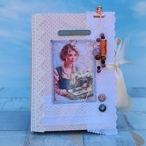 Vintage Junk Journal Handmade for Sale,  Shabby Chic &quot;Seamstress&quot; theme, Scrap book,  Personal Diary, Book Memory Keeper, One of a Kind OOAK