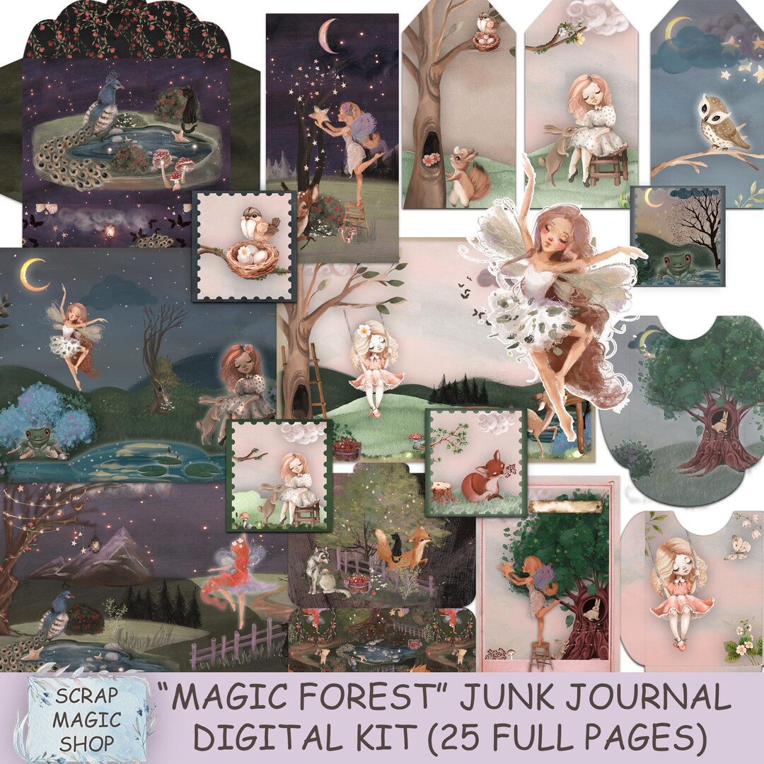 Magic Forest Junk Journal Kit, Fairy Tale Printable Collage (digital ...
