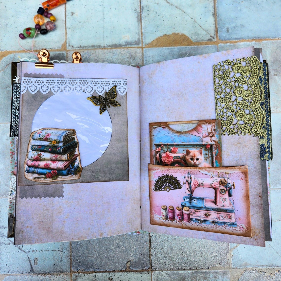 Vintage Junk Journal Handmade for Sale, Shabby Chic