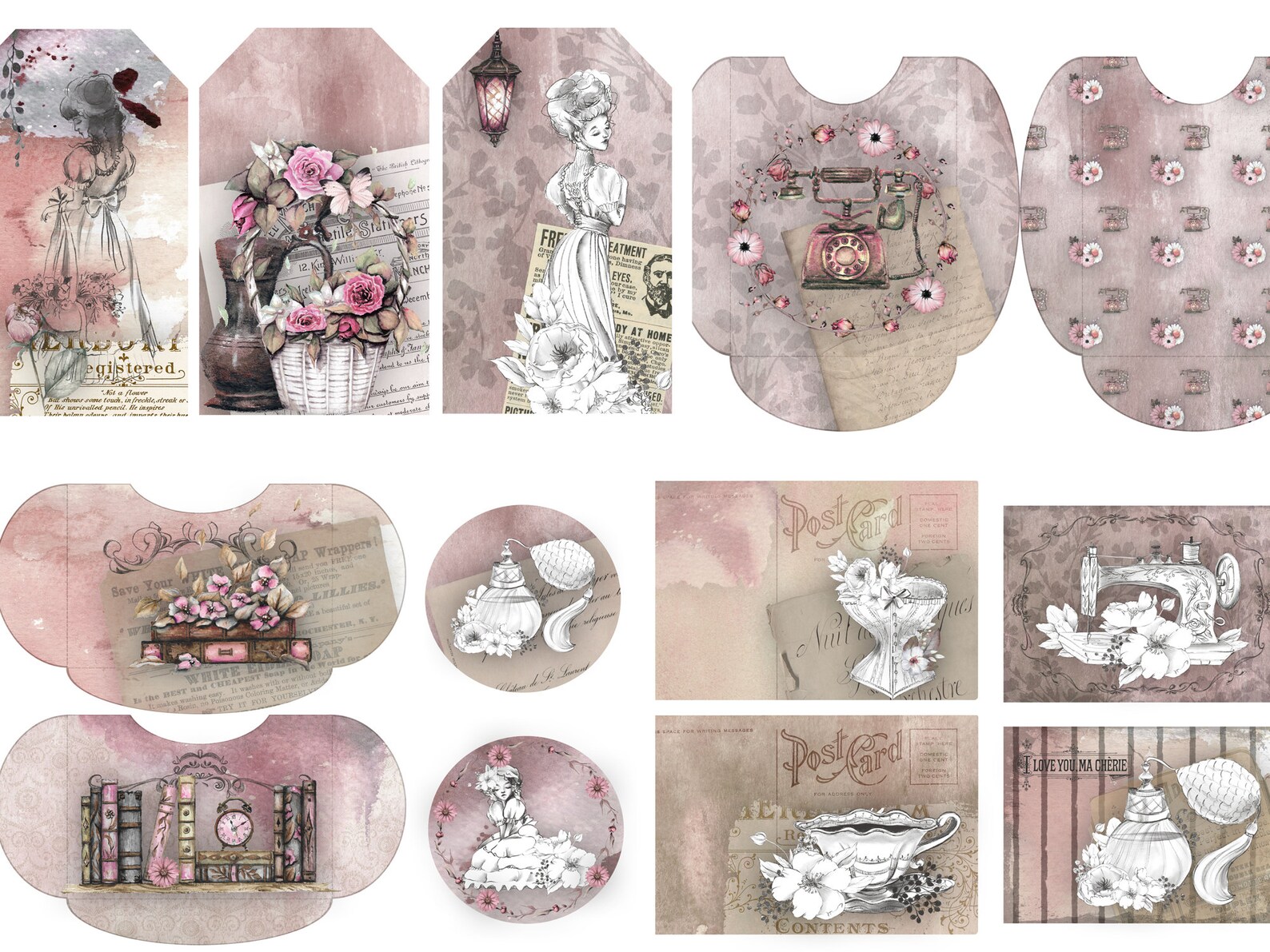 Victorian Ladies Junk Journal Digital Kit Vintage Printable - Etsy
