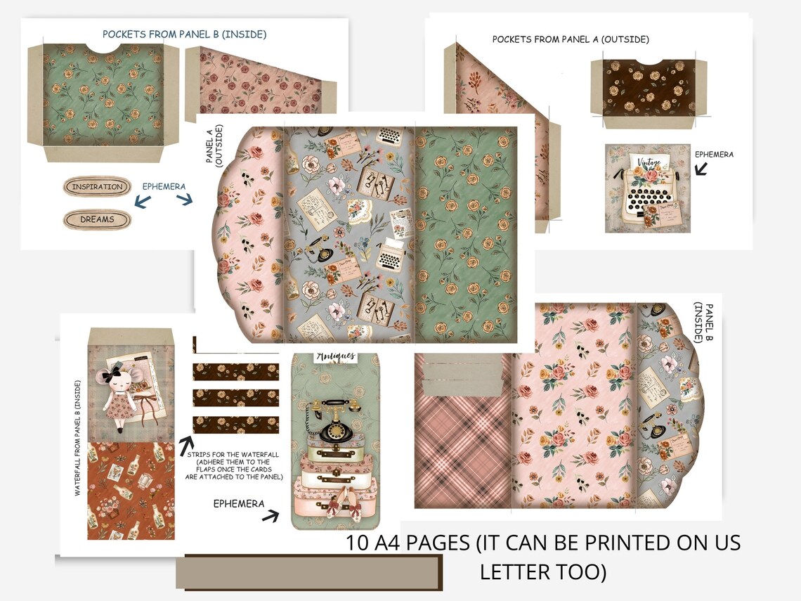 Junk Journal Folio Kit, Vintage Loaded Folder, Insert, Printables ...