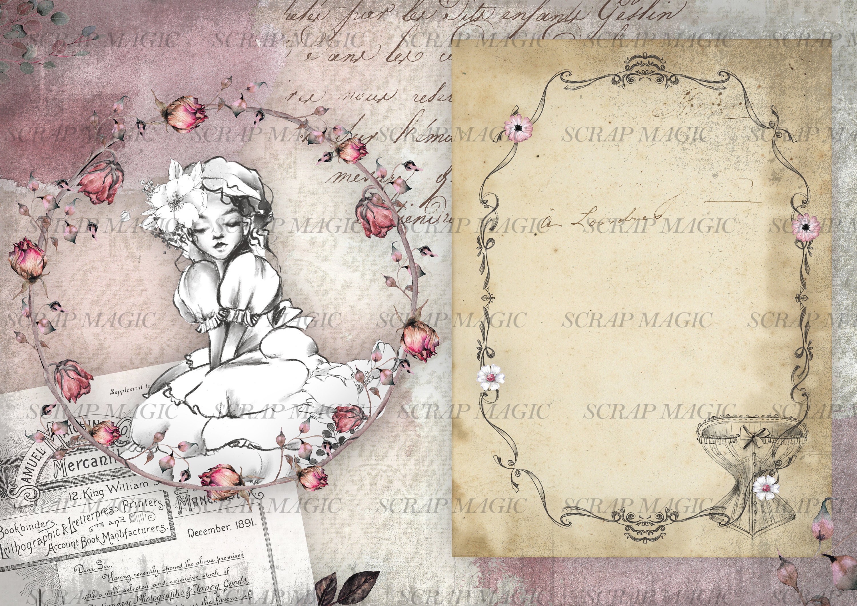 Victorian Ladies Junk Journal Digital Kit , Vintage Printable Collage ...