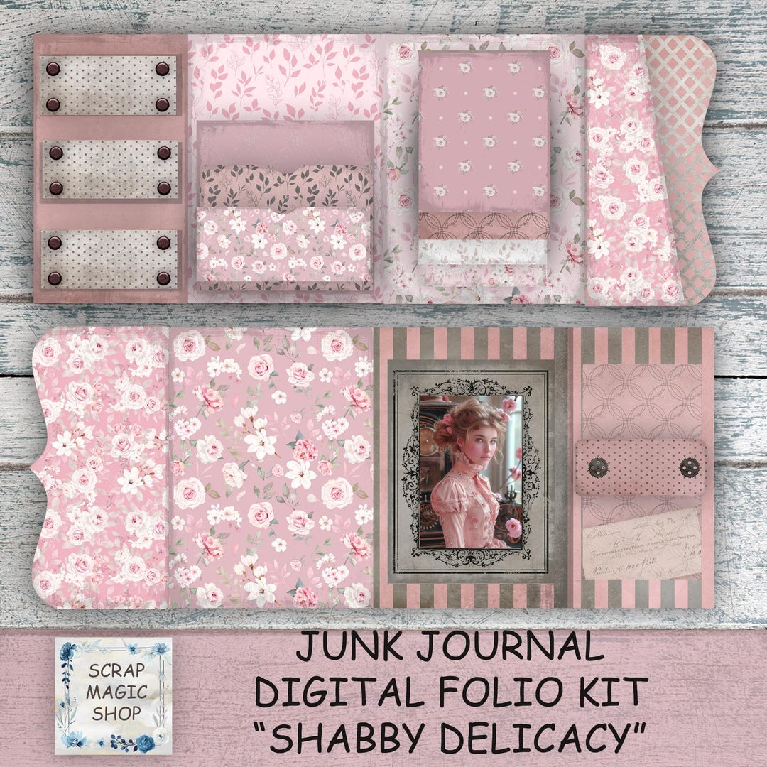 Shabby Chic Junk Journal Digital Folio Kit, Vintage Loaded Folder ...