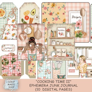 Cooking Junk Journal Ephemera, Add On Digital Kit, Instant Download, Kitchen JunkJournal, Cook Book Journal Pages, Recipe Collage Sheets.