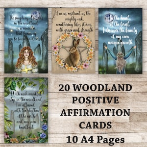 Cartes d'affirmation des bois, cartes flash avec citation positive, confiance en soi, soins personnels, téléchargement numérique, impressions sur la forêt, impressions pleine conscience.