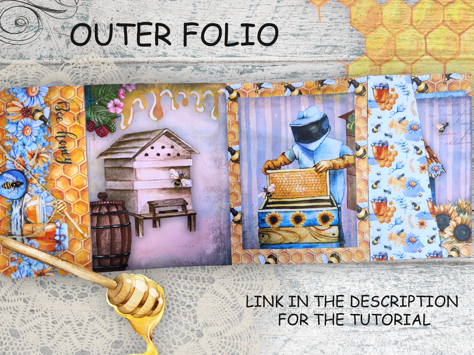 Bee Junk Journal Folio Kit, Loaded Folder, Honey Printables, Yellow ...