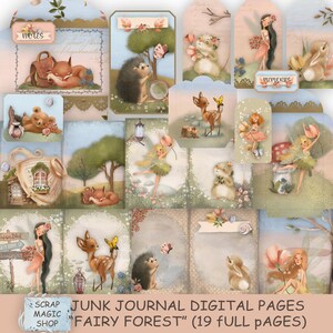 Fairy Forest Junk Journal, kit digital, Descarga instantánea, Imprimibles de libros Srap, Hojas de collage, Suministros para diarios, Artesanía en papel, Ephemera.