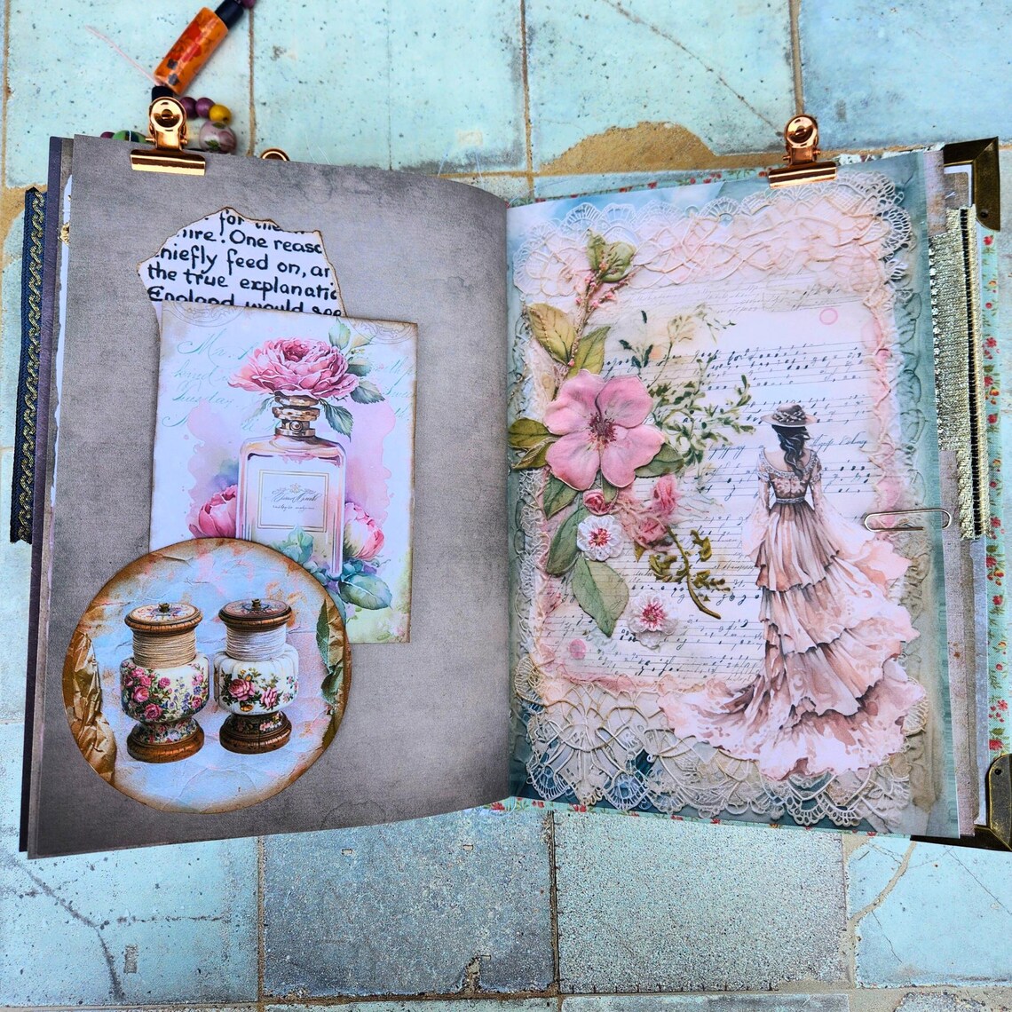Vintage Junk Journal Handmade for Sale, Shabby Chic