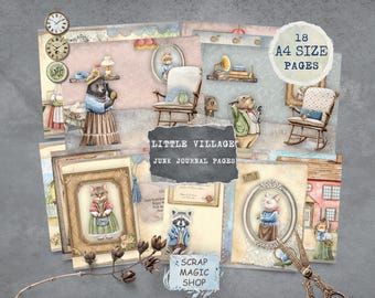 Söta djur, skräpjournal, digitalt kit, utskrivbara collageark, berättelse, dagbok för barn, omedelbar nedladdning, skräpjournal-tillbehör.