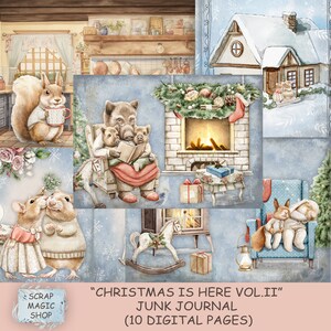 Merry Christmas Junk journal, Digitale Kit, Afdrukbare Collagebladen, December Dagelijkse pagina's, Gezellige Winter, kind, Instant Download.