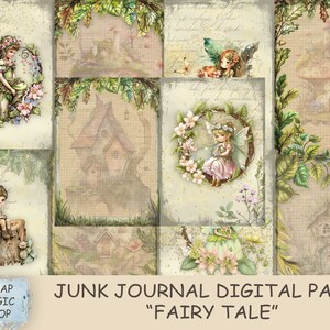 Fairy Junk Journal Kit, druckbare Collage Sheets, wunderlich, Fantasy, Kind, Kind, Mädchen, Instant Download, Journal Seiten, Scrapbook.