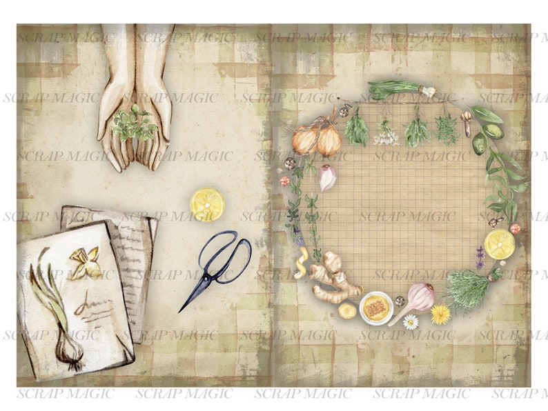 Herbs and Spices Junk Journal Digital Kit Kitchen Recipes Etsy