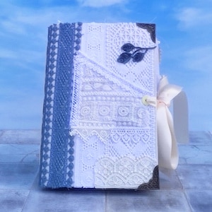 Diario di nozze in stile boho, fatto a mano in vendita, diario shabby chic, album di ritagli, libro degli ospiti, porta ricordi, pezzo unico OOAK.