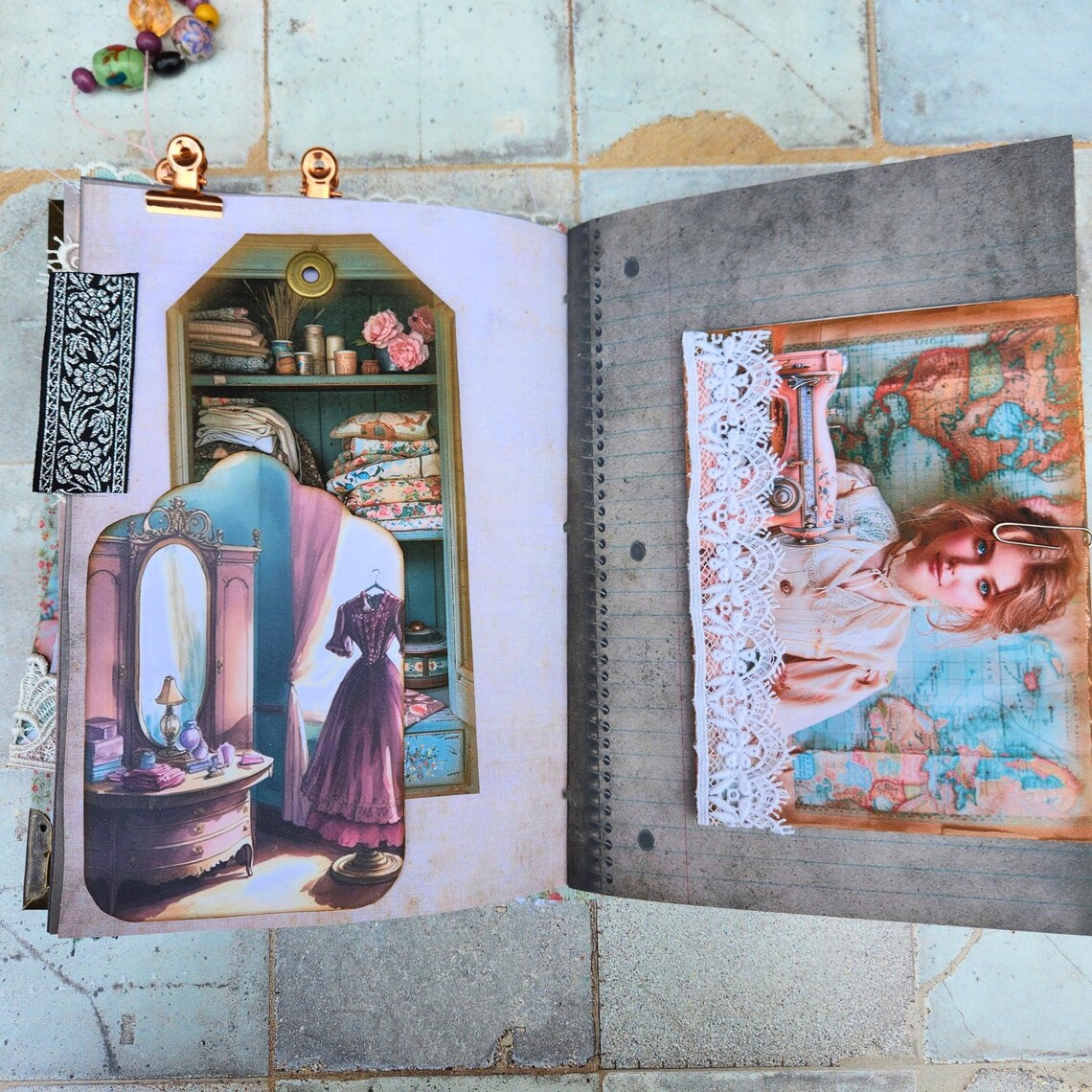 Vintage Junk Journal Handmade for Sale, Shabby Chic