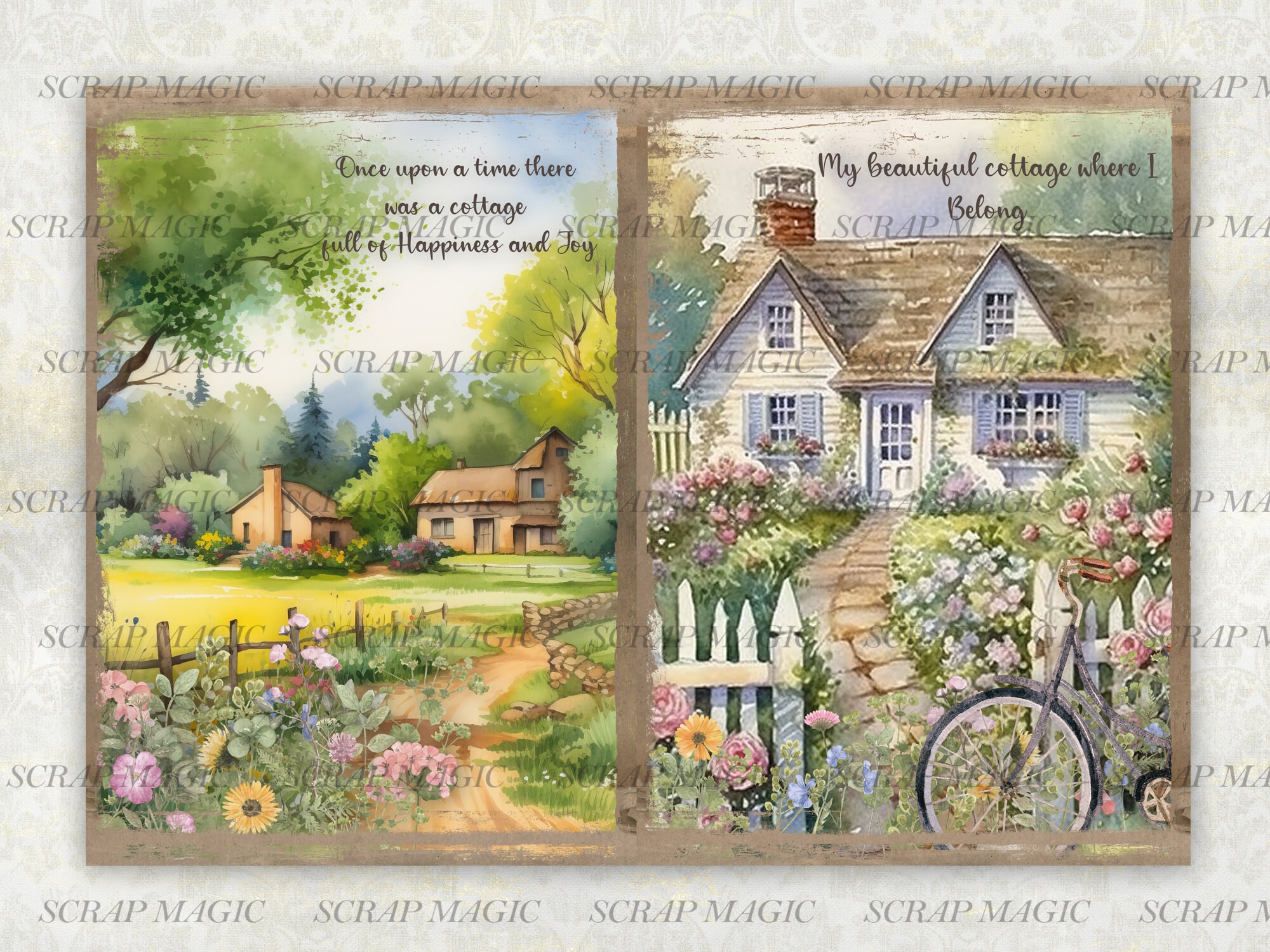 Country Cottage Junk Journal, Digital Kit, Landscape, Scenery, Spring ...
