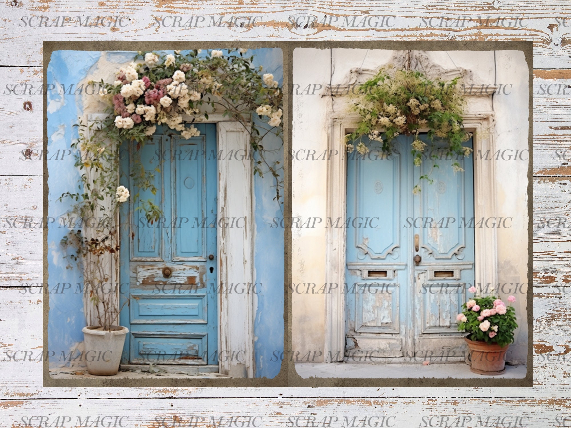 Shabby Doors Junk Journal, Digital Kit, Blue, Instant Download ...