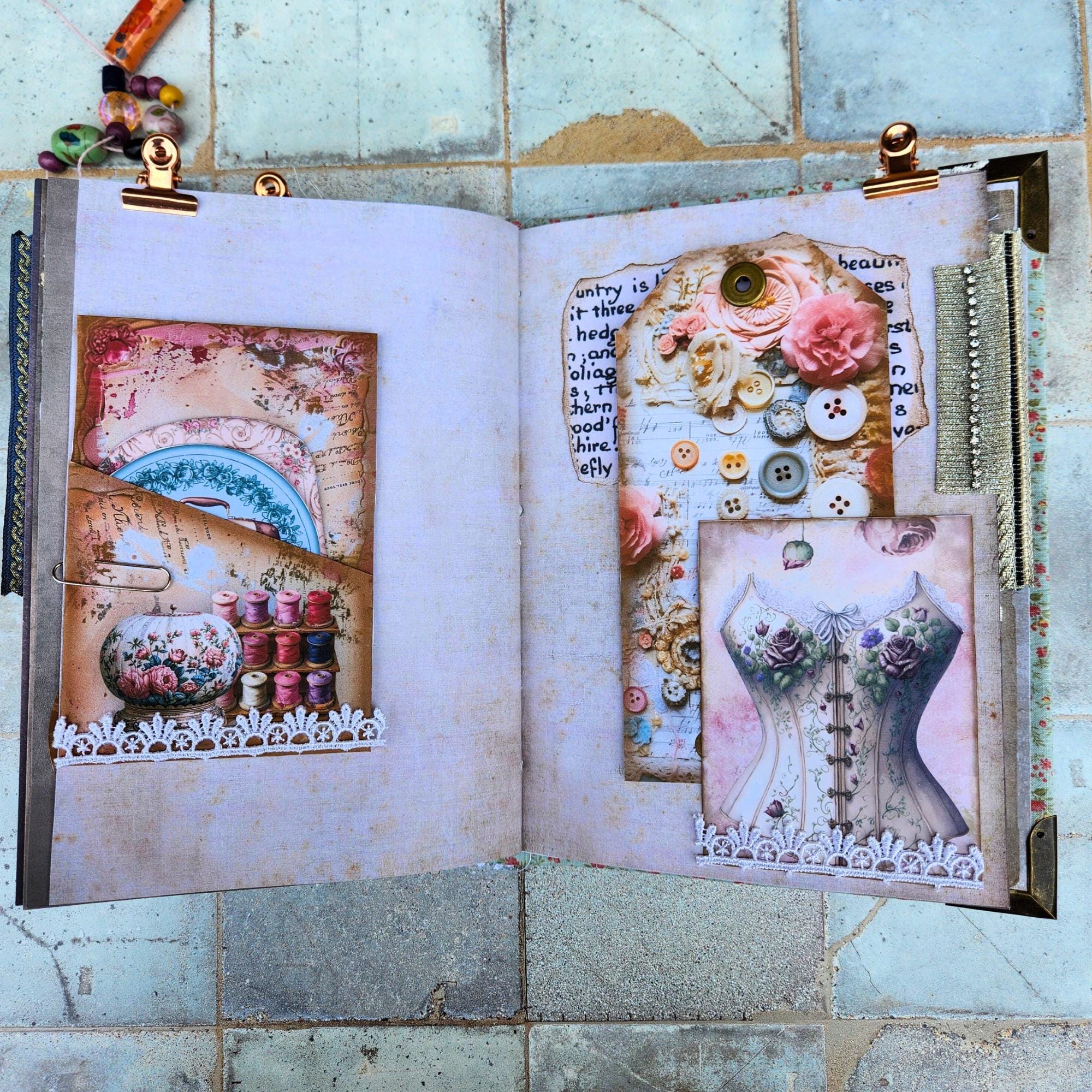 Vintage Junk Journal Handmade for Sale, Shabby Chic
