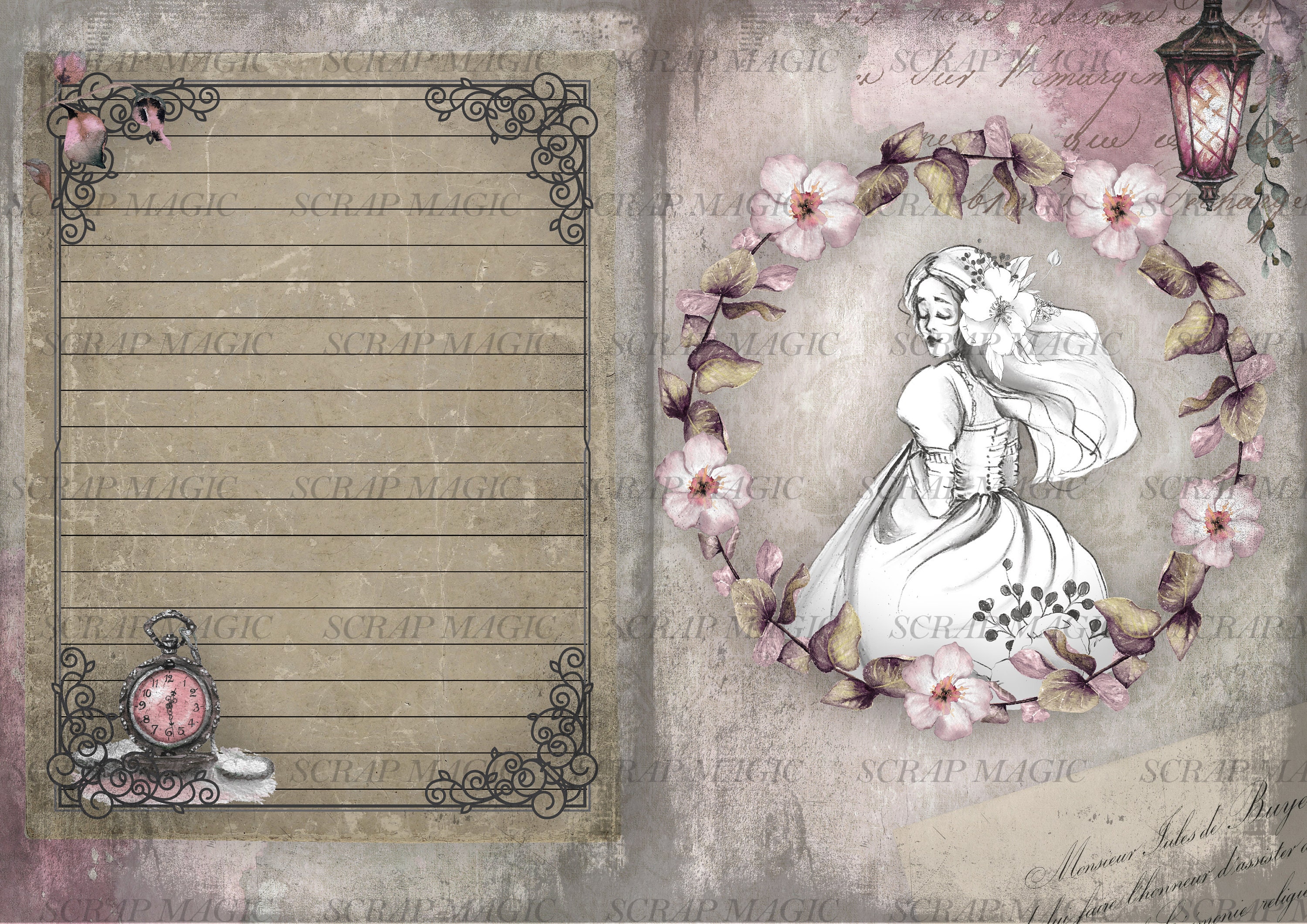 Victorian Ladies Junk Journal Digital Kit , Vintage Printable Collage ...