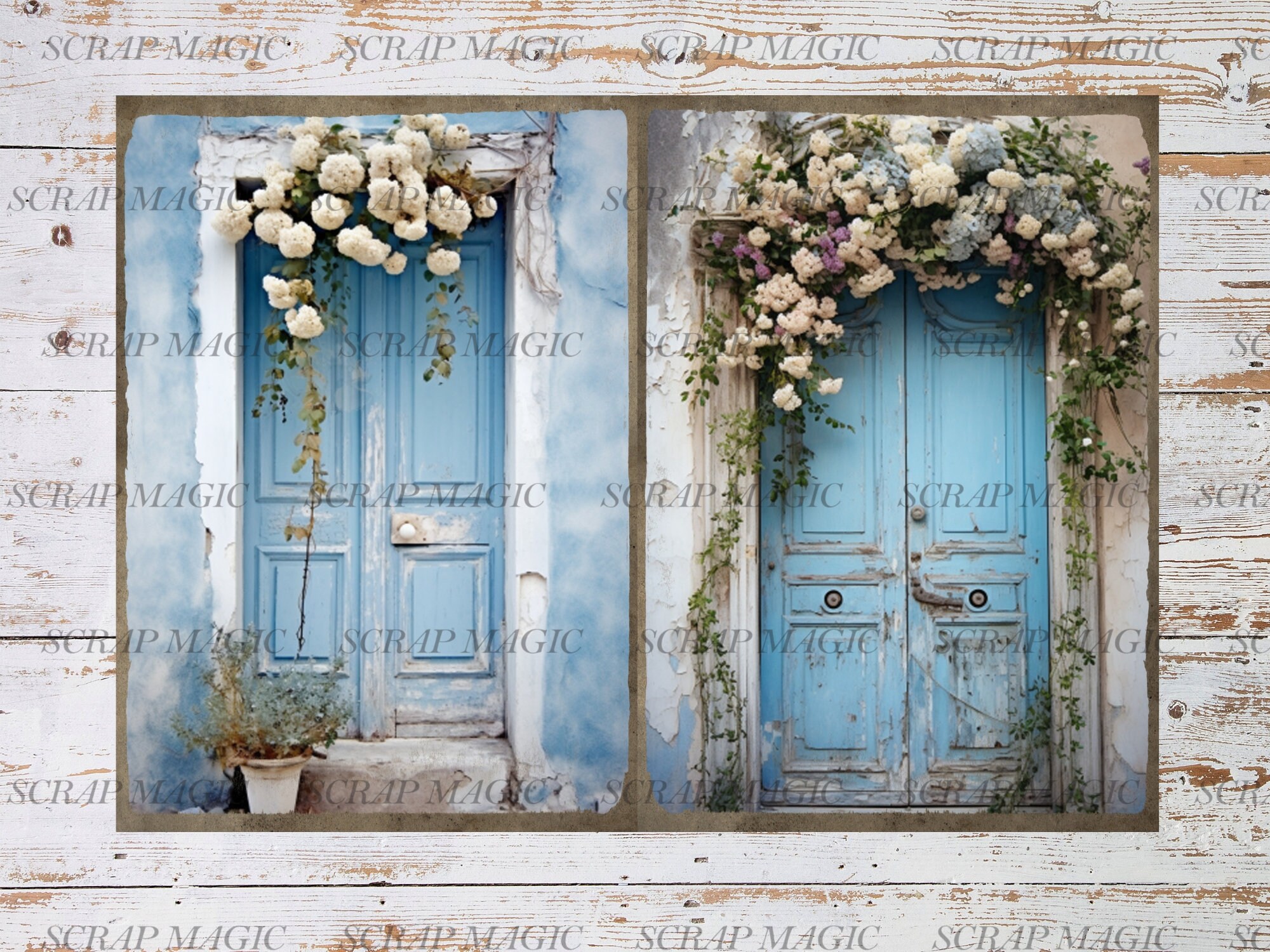 Shabby Doors Junk Journal, Digital Kit, Blue, Instant Download ...
