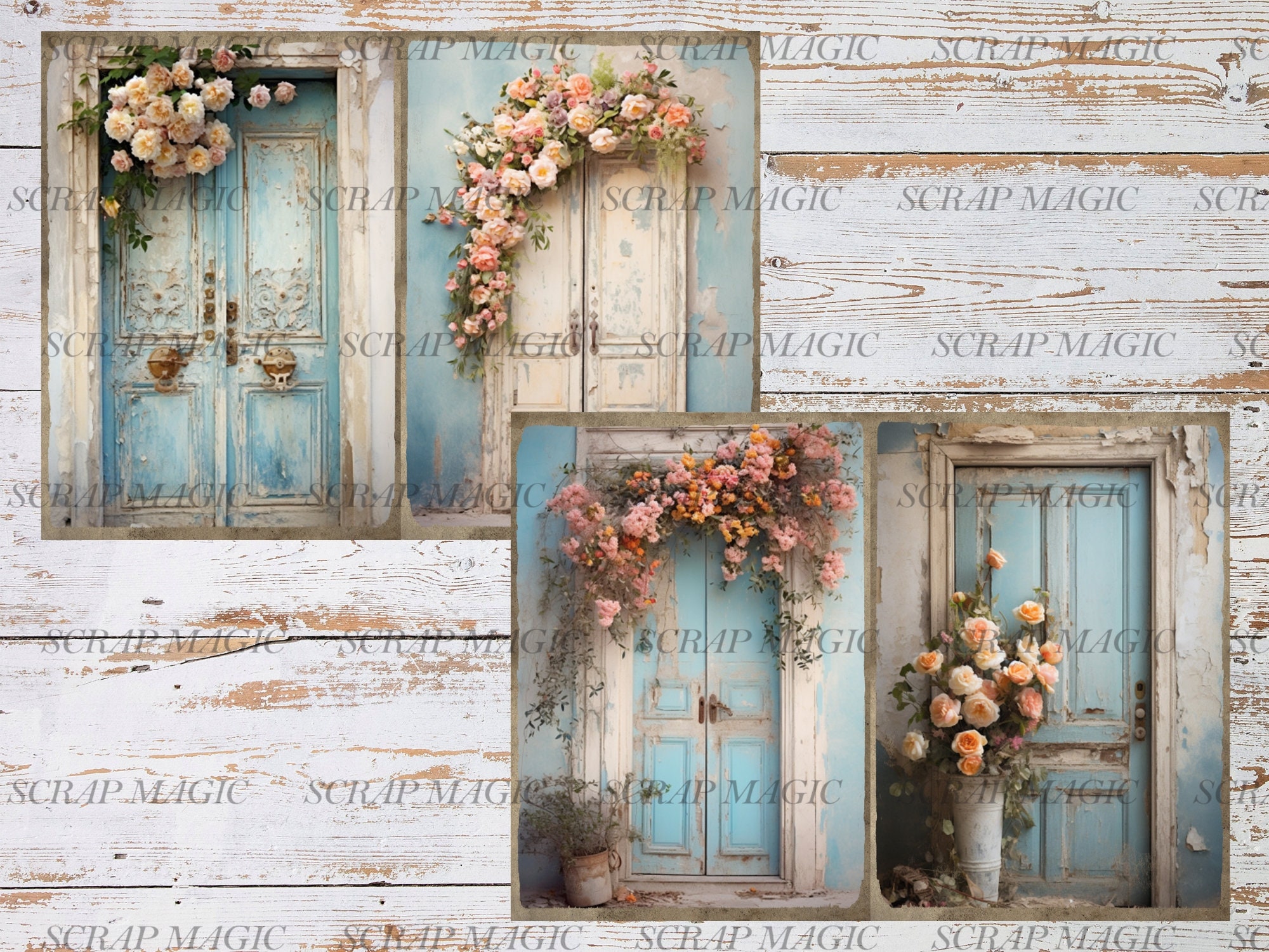 Shabby Doors Junk Journal, Digital Kit, Blue, Instant Download ...