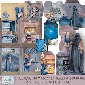 School of Magic Junk journal, Add On, Wizards, Ephemera, Tags, Junkjournal Supplies, Scrapbook, Printable Collage Sheets, Instant Download.