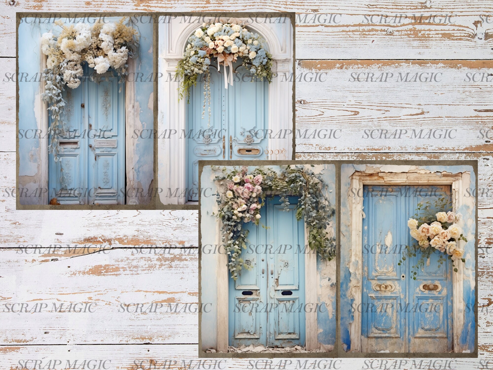 Shabby Doors Junk Journal, Digital Kit, Blue, Instant Download ...