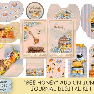 Biene und Honig Junk Journal Add on, Bienenstock, Imker, Ephemera, Tags, Taschen, Umschlag, druckbare digitale Kit, Instant Download.