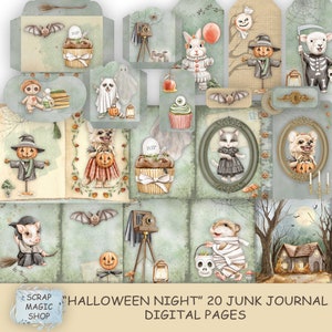 Halloween Junk Journal, kit digital, estilo Beatrix Potter, descarga instantánea, imprimibles de libros Srap, hojas de collage, suministros, efímera.
