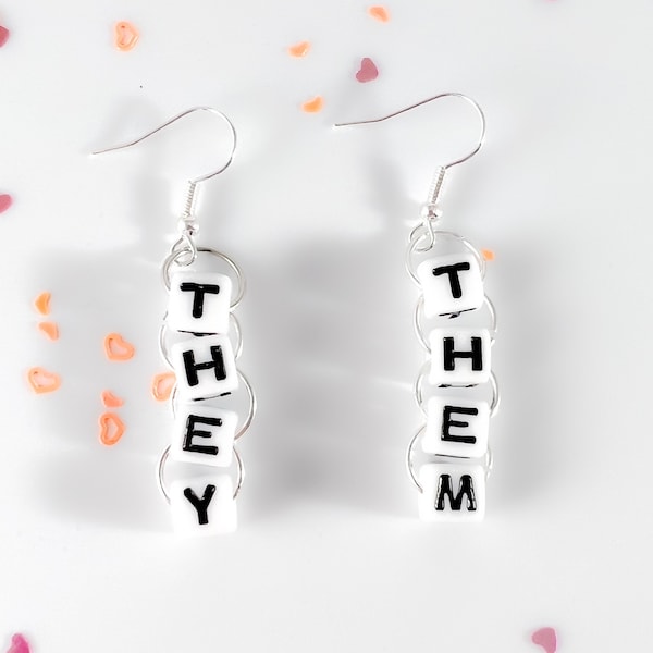 They Them Pronouns - Alphabet Soup Earrings