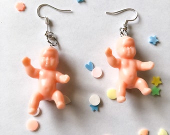 Little Baby- Dangle Baby Statement Earrings| funky earrings | party earrings |weird earrings | rave earrings | baby shower | gag gift