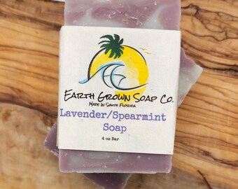 Lavender Spearmint Soap Bar, Handmade Soap Bar, Natural soap, Vegan soap, Handcrafted Bar Soap, Soap Saver bag, Luxury Soap Bar