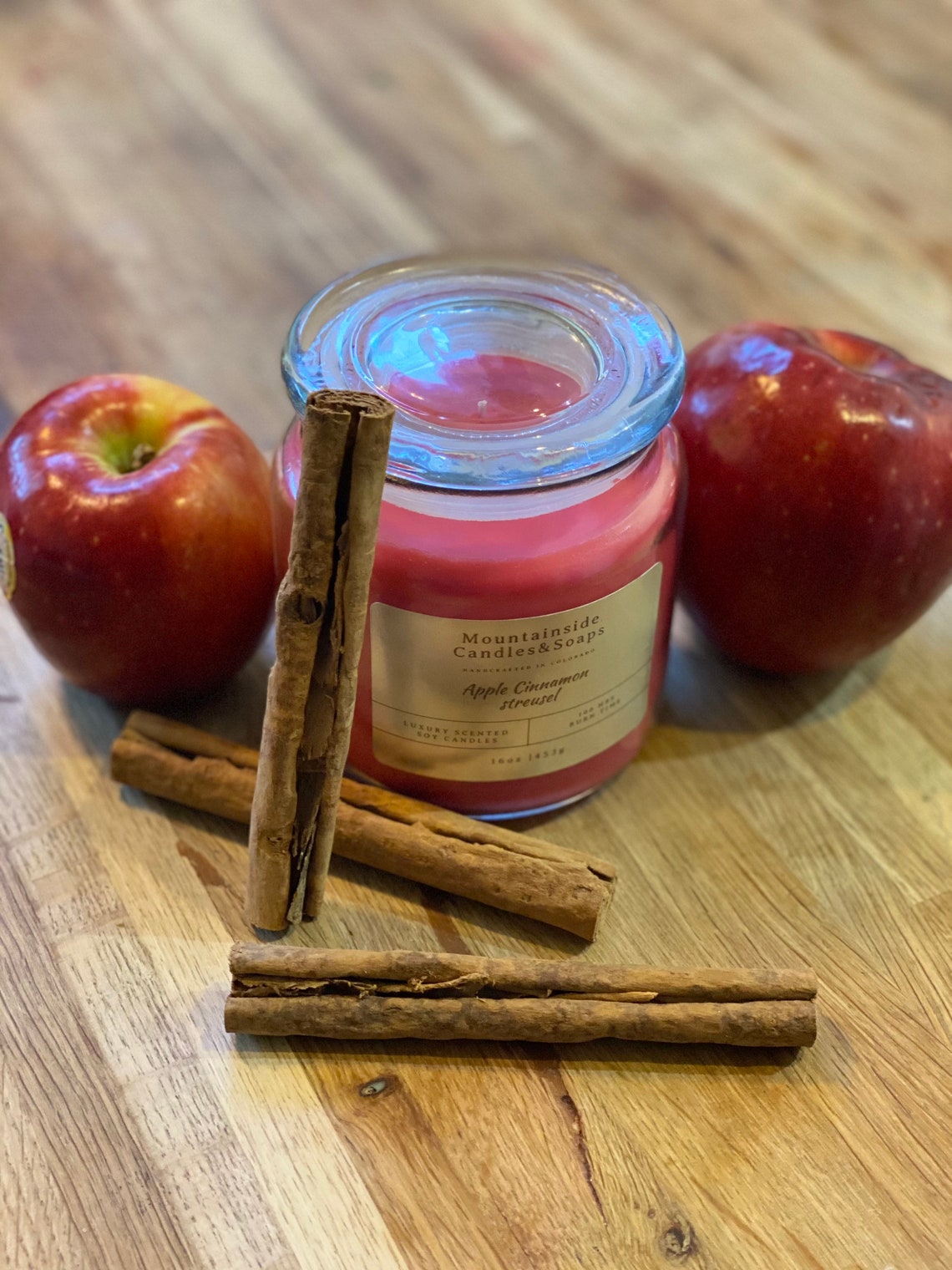 Apple Cinnamon Streusel Apple Candle Cinnamon Candle Red Etsy Australia