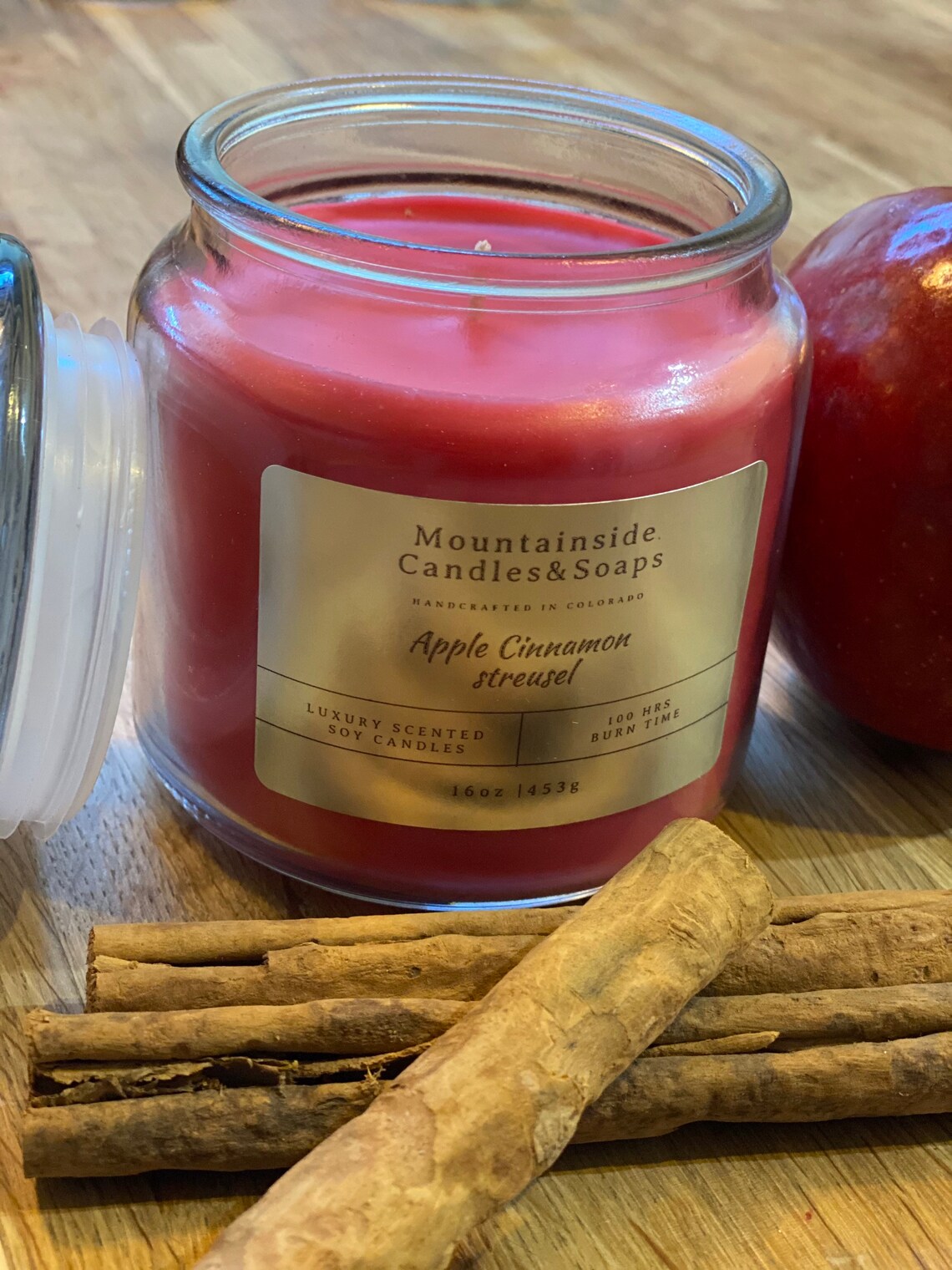 Apple Cinnamon Streusel Apple Candle Cinnamon Candle Red Etsy Australia