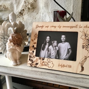 Marco de fotos de madera grabado personalizado A5